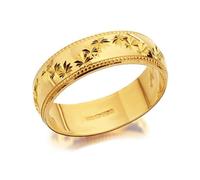 9ct Gold Diamond Cut Stars Garland Wedding Ring - 5mm - R4357-L