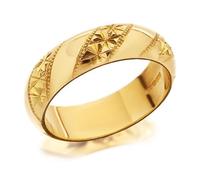 9ct Gold Diamond Cut Stripe Wedding Ring - 5mm - Size G Only - Z50405