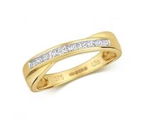 9ct Gold Diamond Rings w/ Cross Over Design - Size Q