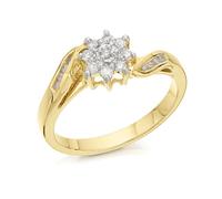 9ct Gold Diamond Twist Cluster Ring - 1/4ct - D60154-R