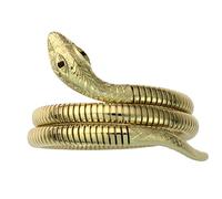 9ct Gold double coil Snake Bracelet set with Ruby eyes
