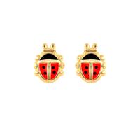 9ct Gold Enamel Ladybird Ladybug Stud Earrings - JES273 Jewelco London Gold One Size