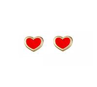 9ct gold enamel red heart stud earrings. Gift box/ 2021 Lockdown Valentine's Day Gift for Her Girlfriend Wife