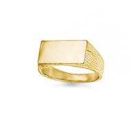 Jewelco London Women's 9ct Gold Engravable Barked Initial Blank Plate Signet Ring - JIR007 | Size: V Jewelco London Gold V