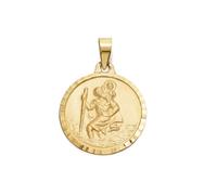 9ct Gold Faceted Edge St. Christopher Medallion - 17mm - G5308