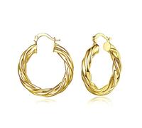 9ct Gold Filled Hoop Creole Earrings for Women,Twisted Gold Hoops Women Earrings(30MM) Yulovee.