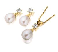9ct Gold Freshwater Cultured Pearl And Cubic Zirconia Gift Set - G5005