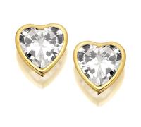 9ct Gold Heart Cubic Zirconia Solitaire Stud Earrings - 6mm - G2964