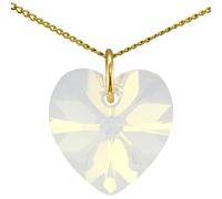 9ct Gold June Birthstone Necklace Moonstone Pendant Chain With Sparkly Heart Crystal Jewellery for Women Gift for Girlfriend, Mum, Wife Birthday, Anniversary & Valentine’s 18 inch