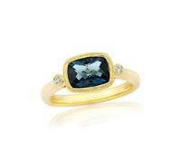9ct Gold London Blue Topaz And Diamond Ring - 4pts - D87003-L