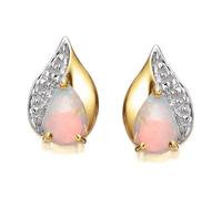 9ct Gold Opal And Diamond Earrings - 10mm - G0412