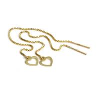 9ct Gold Open Heart Pull Through Box Chain Earrings