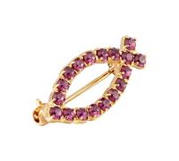 9ct gold plated amethyst crystal ichthys fish brooch