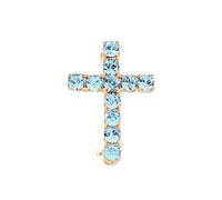 9ct gold plated aqua crystal cross brooch