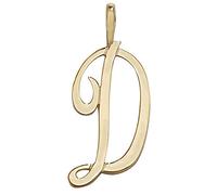 9ct Gold Polished Script Initial D Pendant On A 20 Inch Belcher Necklace