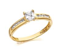 9ct Gold Princess Cut Cubic Zirconia Ring - EXCLUSIVE - R5914-U