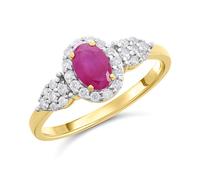 9ct Gold Ruby And Diamond Cluster Ring - 1/4ct - D7439-R