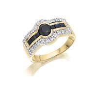 9ct Gold Sapphire And Diamond Band Ring - D65183-K