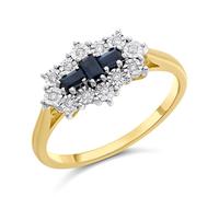 9ct Gold Sapphire And Diamond Cluster Ring - 6pts - D6405-L
