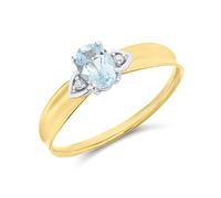 9ct Gold Sky Blue Topaz And Diamond Ring - R0959-P