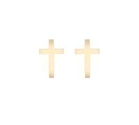 9ct gold small plain cross stud earrings. Gift box