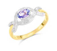 9ct Gold Transverse Oval Tanzanite And Diamond Ring - D8482-M