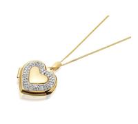 9ct Gold Two Colour Crystal Heart Locket And Chain - R7211