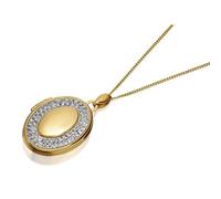 9ct Gold Two Colour Crystal Oval Locket And Chain - R7212