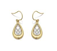 9ct Gold Two Colour Cubic Zirconia Celtic Drop Earrings - G1437