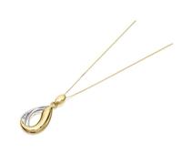 9ct Gold Two Colour Cubic Zirconia Teardrop Necklace - R6973