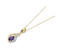 9ct Gold Two Colour Diamond And Amethyst Necklace - R8296