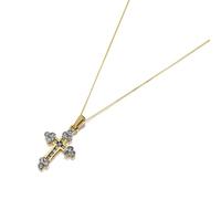 9ct Gold Two Colour Diamond Cross And Chain - 1/4ct - D97109