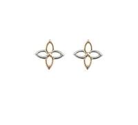 9ct gold two-tone flower stud earrings. Gift box