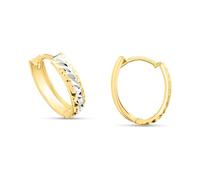 9ct Gold Two Tone Oval Huggie Earrings - G2492