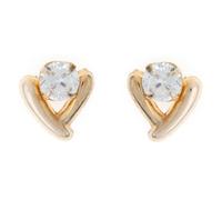 9ct gold V shape, 3.5mm white CZ crystal stud earrings, gift box