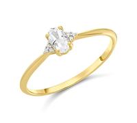9ct Gold White Topaz And Diamond Birthstone Ring - April - R0204-P