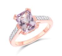 9ct Rose Gold Amethyst Ring And Diamond Cluster Ring, 30pts - D7861-S