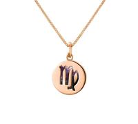 9ct Rose Gold Blue John Zodiac Virgo Round Necklace - Gold