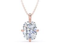 9ct Rose Gold Compass Set 4.00cttw Elongated Cushion Cut Lab Grown Diamond Pendant