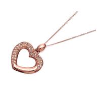9ct Rose Gold Crystal Heart Necklace - R8503