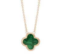 9ct Rose Gold Malachite Bloom Large Four Leaf Clover Polished Edge Pendant BLM-086