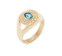9ct Rose Gold Natural Blue Topaz & Diamond Mens Signet Ring - Size U -Sizes N to Z Available