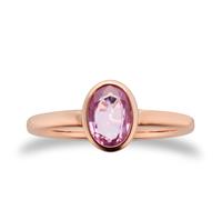 9ct Rose Gold Oval 7mm x 5mm Pink Sapphire Bezel Set Ring - Ring Size A.5