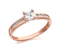 9ct Rose Gold Princess Cut Cubic Zirconia Ring - R5913-S