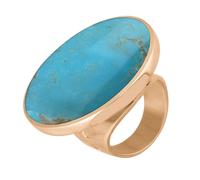 9ct Rose Gold Turquoise Hallmark Large Round Ring - Gold FHM-406