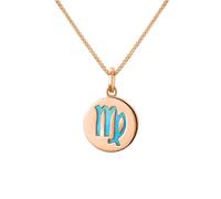 9ct Rose Gold Turquoise Zodiac Virgo Round Necklace - Gold ZDA-021