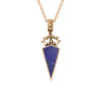 9ct Rose Gold Whitby Jet Lapis Lazuli Double Sided Scroll Dagger Fob Necklace - Rose Gold FBS-2039
