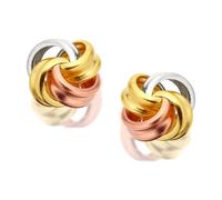 9ct Three Colour Gold Knot Stud Earrings - 6.5mm - G4665