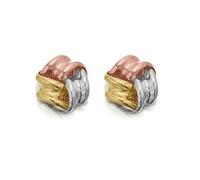 9ct Three Colour Gold Knot Stud Earrings - 8mm - G4654