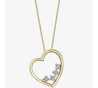 9ct Two Colour Gold 0.02ct Diamond Open Heart Necklace P4218YW/02C-10 T.H.Baker Gold One Size